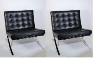 Pair of Barcelona Knoll Leather Lounge Chairs