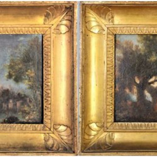 Pair of 18th Century European Landscapes Oil on Canvas