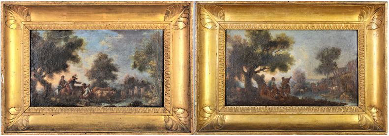 Pair of 18th Century European Landscapes Oil on Canvas