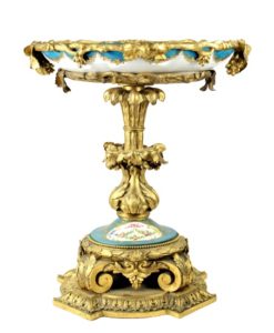 19th C. French Sevres Bronze & Porcelain Centerpiece