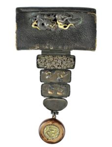 19th C. Meiji Bronze/Leather Japanese Pouch