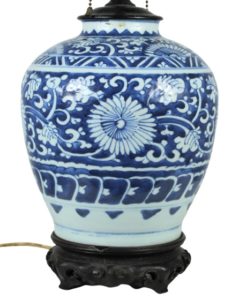Kang Xi (1661-1722) B & W Enameled Porcelain Lamp