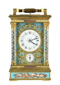 Important 19th C French Champleve Carriage Clock
