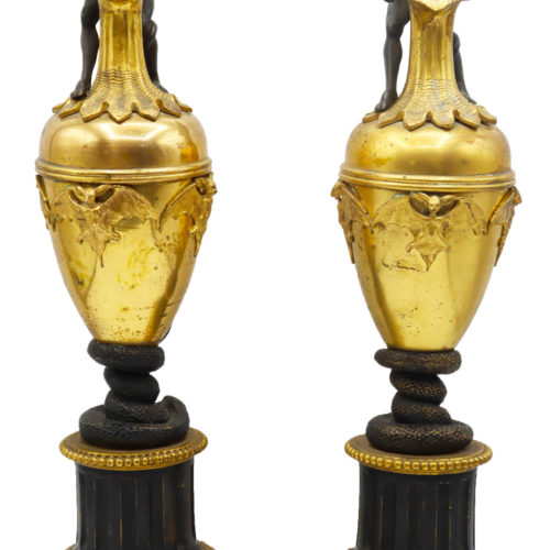 Pair of French Bronze Candlestick Holders