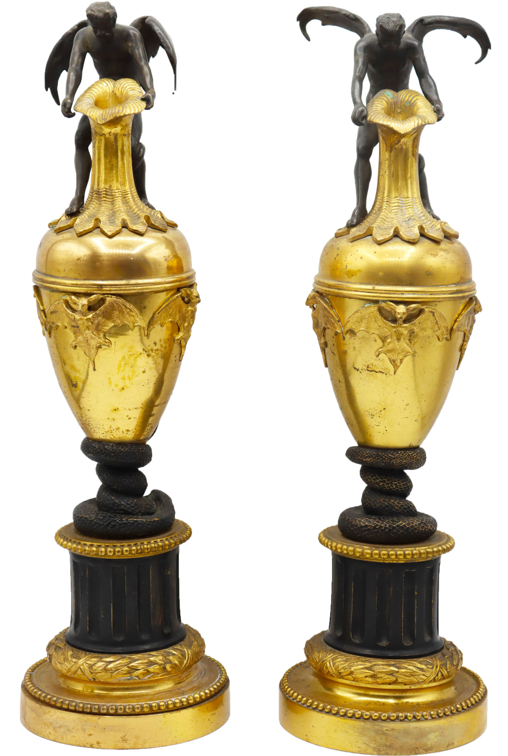 Pair of French Bronze Candlestick Holders