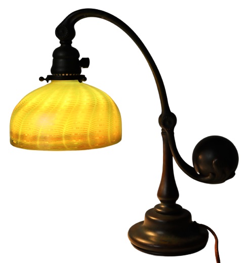 Tiffany Favrile & Bronze Counter-Balance Lamp