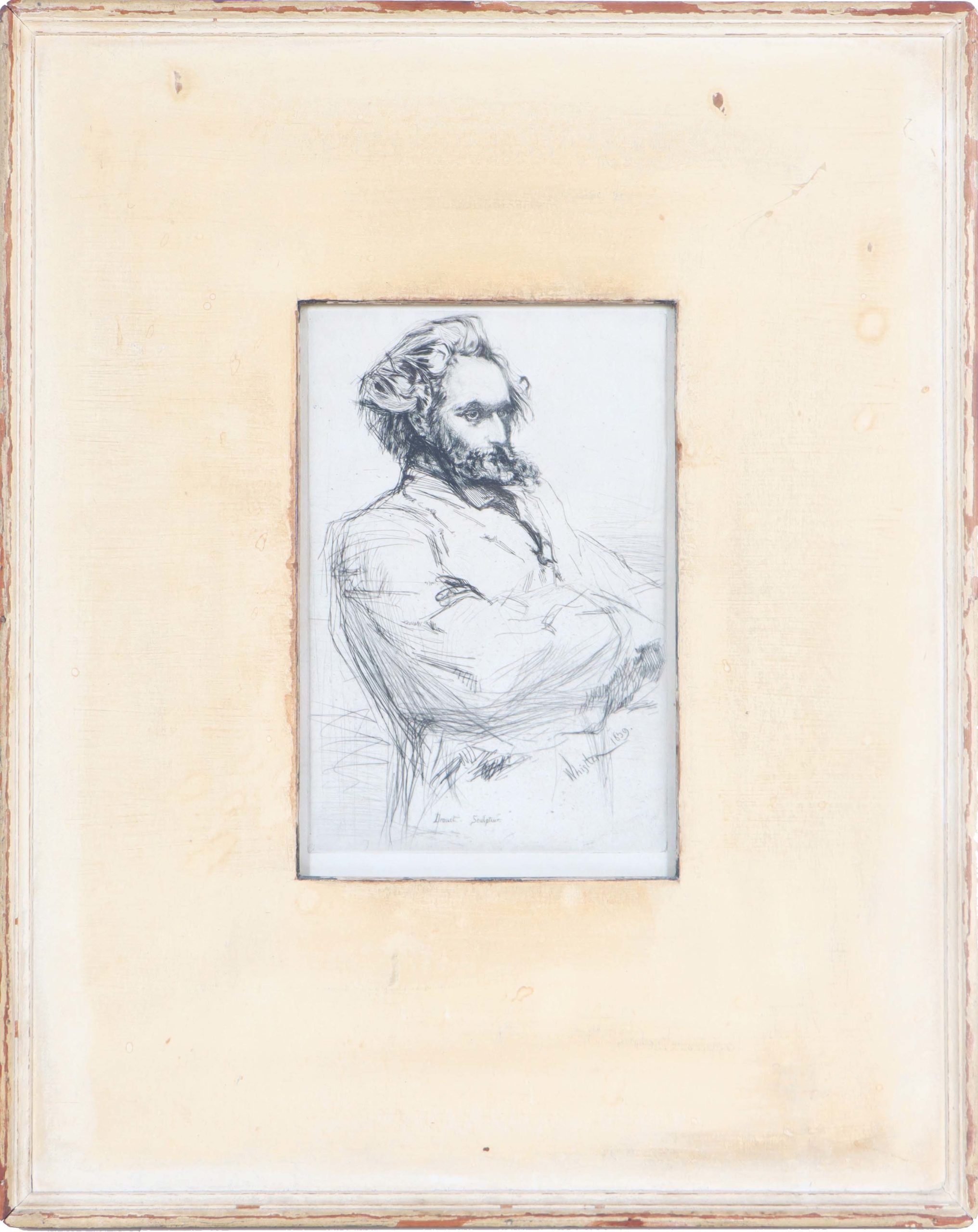 You are currently viewing James Abbott McNeill Whistler (1834-1903) American – Etching “Drouet Sculpteur” 1859