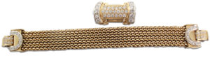 Exquisite 2 Pc Diamond & 18k Gold Bracelet-Pendant