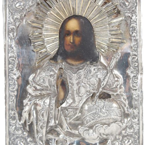 Russian Icon of Christ w 84-100 Silver Case