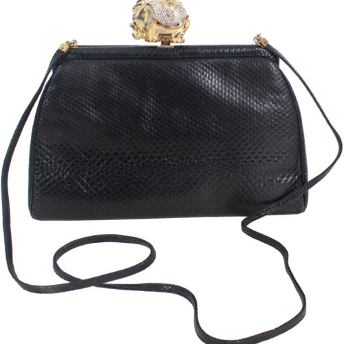 Judith Leiber Leather Purse with Elephant Clasp