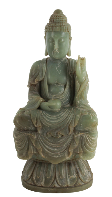 Large Chinese Celadon Jade Buddha