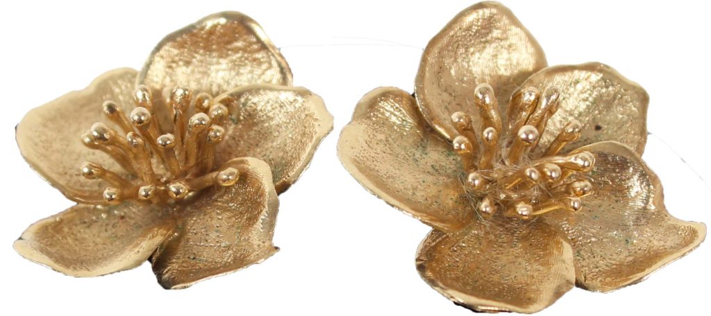 14k Cartier Italian Flower Clip on Earrings