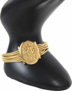 14k Gold David Stern Carved Figure Bracelet
