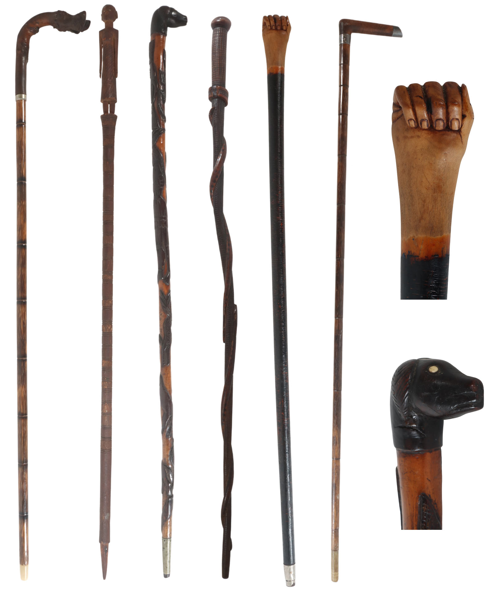 Collection of Antique Carved Walking Sticks