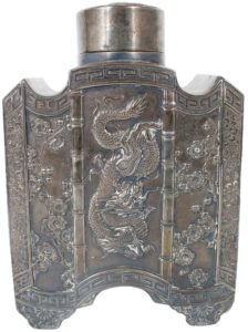 Ex Estate of William Randolph Hearst Chinese Dragon Silver Tea Caddy