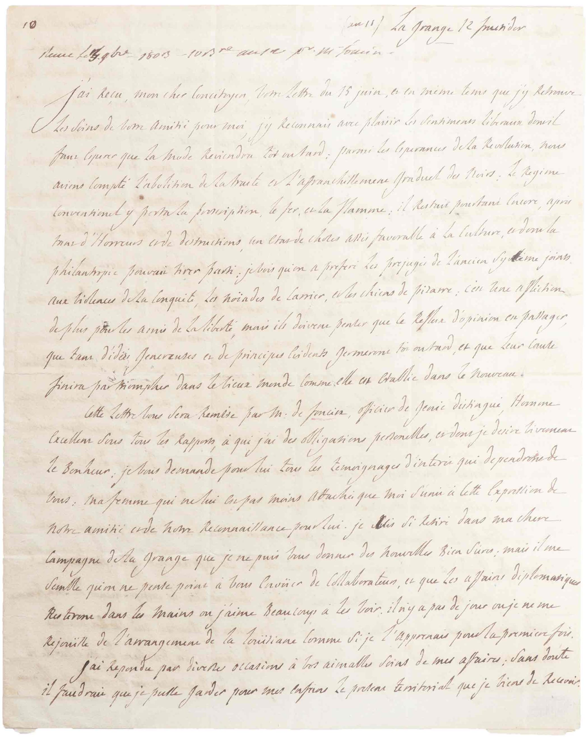 Lafayette Signed Letter 1803