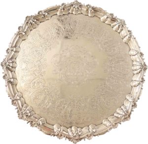 English Georgian Sterling Silver Footed Salver, 160 OZT