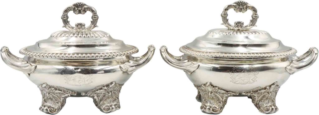 John Carter Sterling Silver Single Serve Tureens, 62.7 OZT