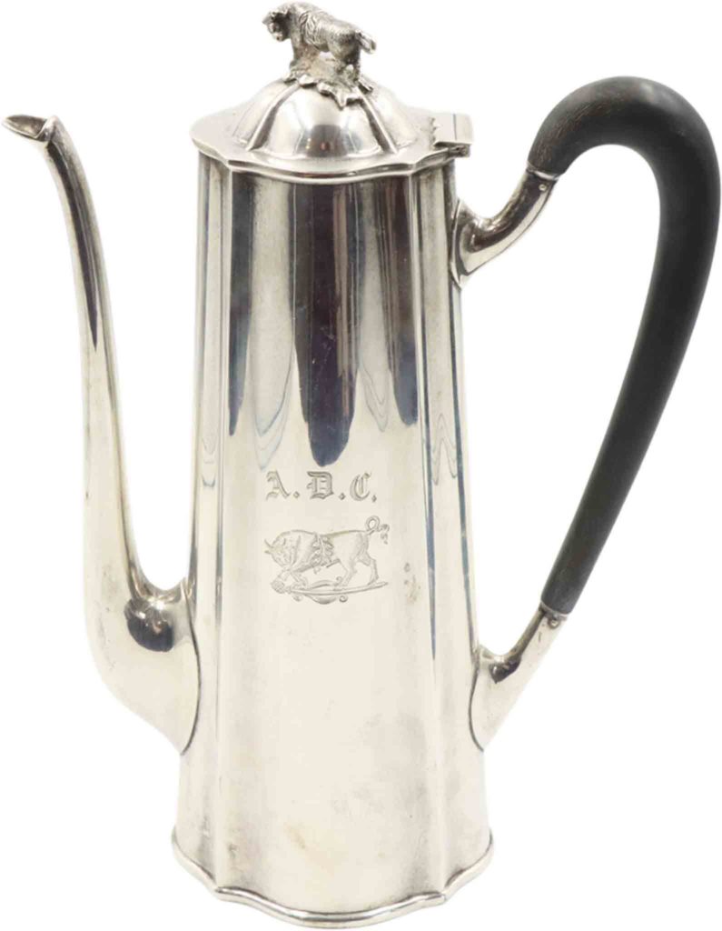 Shreve Crump _ Low Sterling Silver Coffee Pot, 18.5 OZT