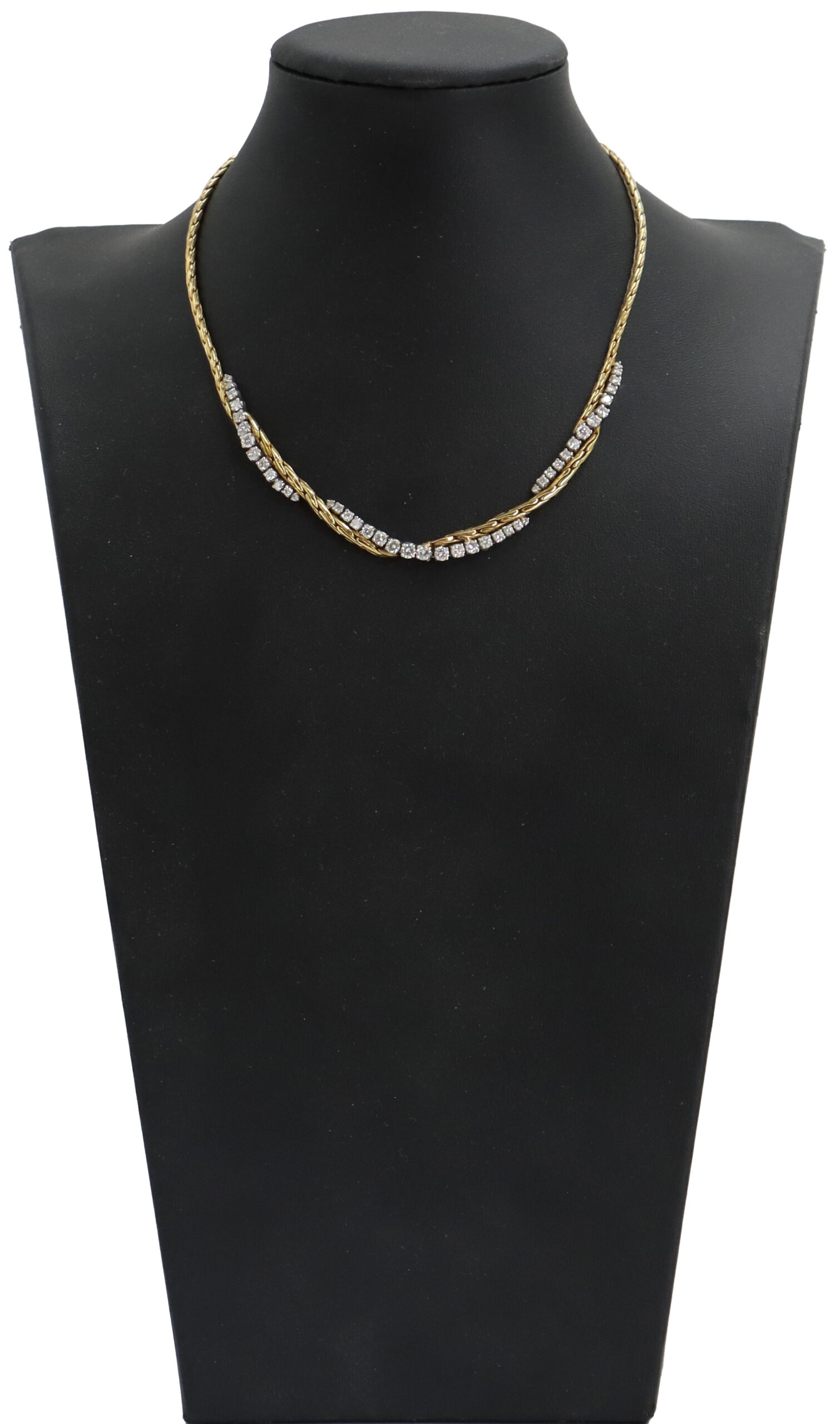 Marked 18k Gold and Diamond Necklace - Gross 30.2 g.