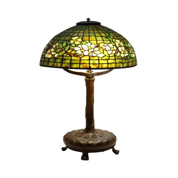 Antique Tiffany Studios New York Art Nouveau Belted Dogwood Table Lamp — sold for $46,080 at Sarasota Estate Auction