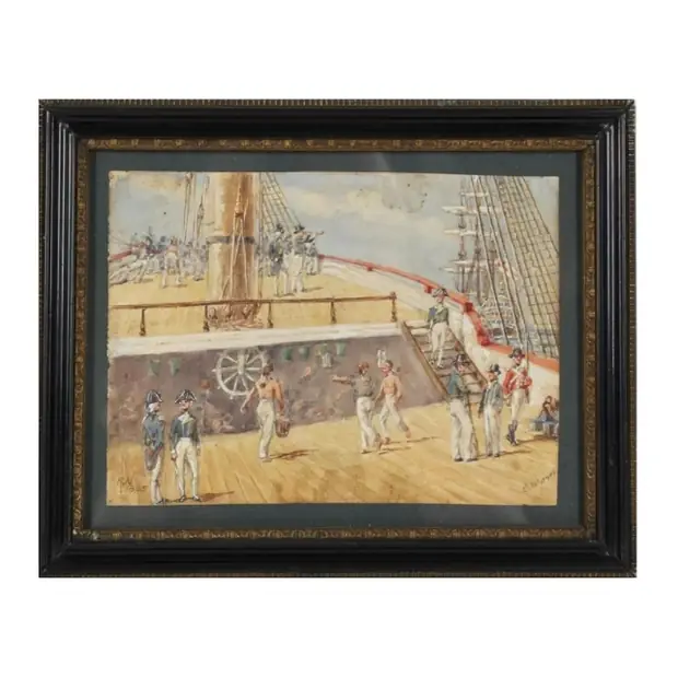 English Watercolor of Royal Naval Ship, Circa 1805 — sold for $16,380 at Sarasota Estate Auction