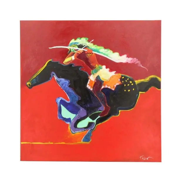 Malcolm Furlow (1946 - 2023) American, Acrylic on Canvas Native American Equestrian Arapaho Rider — sold for $10,380 at Sarasota Estate Auction