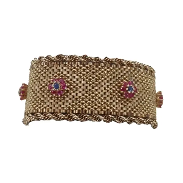 Marked 14k Gold, Ruby, Sapphire, Diamond Bracelet - Gross 62.4 g. — sold for $6,650 at Sarasota Estate Auction